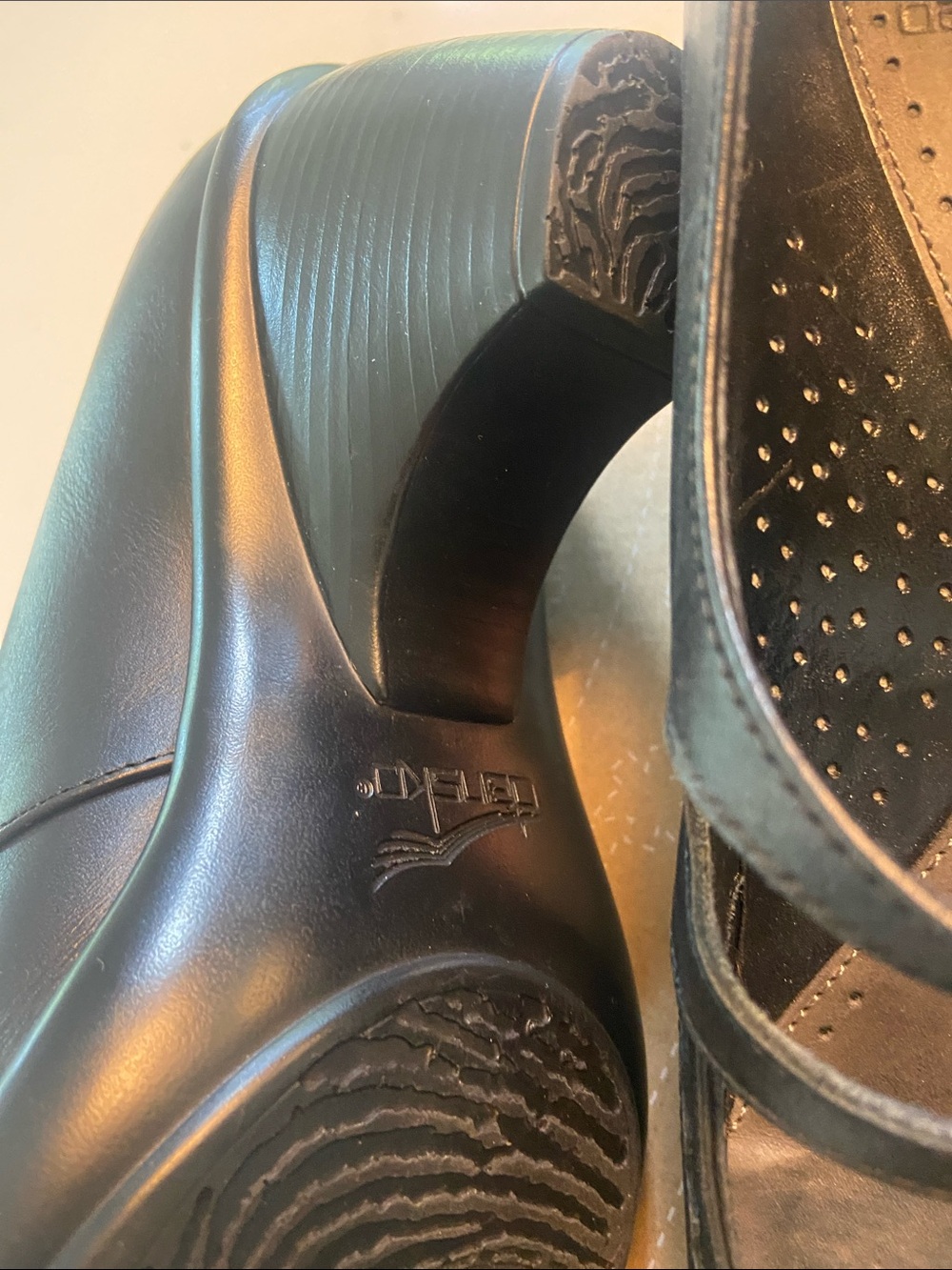 Dansko Black Leather Double-Strap Mary Jane Heels - Picture 5 of 16